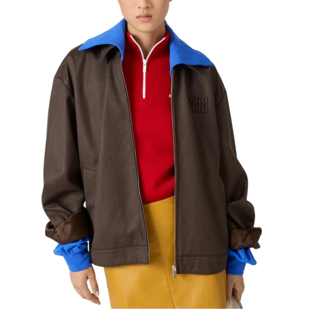 Куртка с молнией MIU MIU Cocoa Brown — фото 4