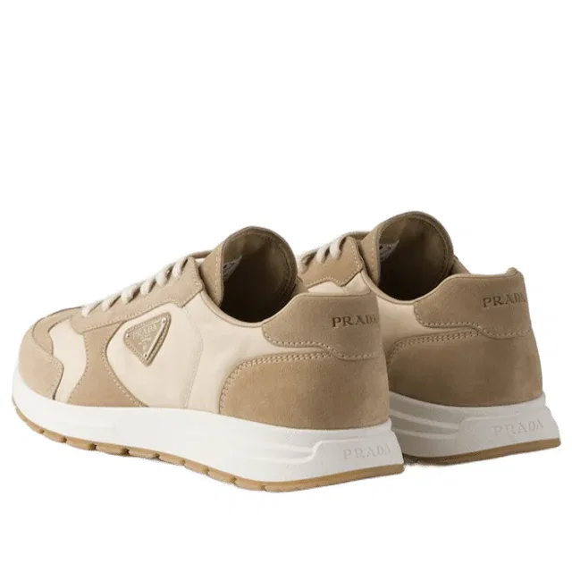 Кроссовки PRADA SS26 Prax из замши и нейлона цвета «пустынный слон» (Desert Ivory) 2EE455-LOW-F04CR, белый — фото 4