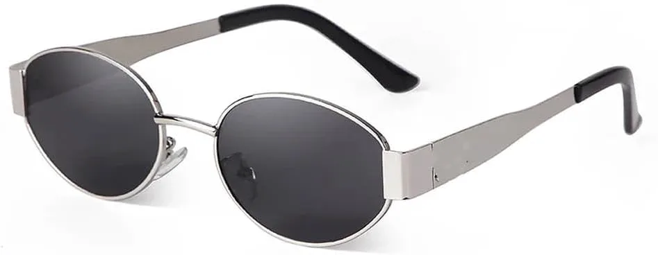 

Солнцезащитные очки для женщин, ретро, ​​металлические, овальные; для мужчин, роскошные, модные, панк, круглые; женские солнцезащитные очки UV400 HVTVTLA, C2