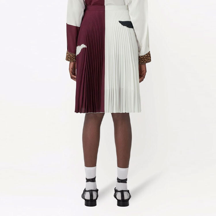 Юбка женская Burberry, длинная, белый/бордовая — фото 4