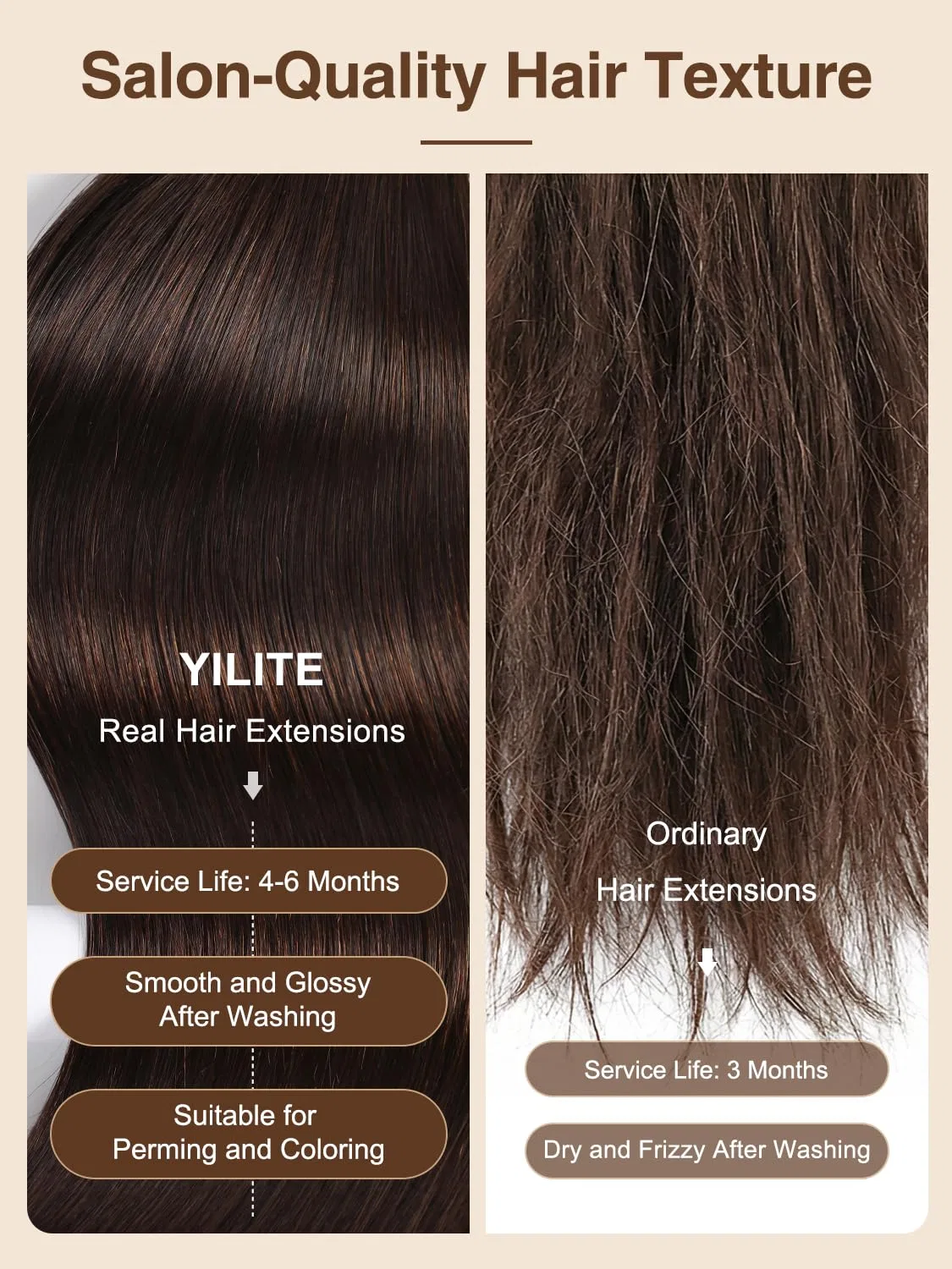 Накладные пряди для волос на ленте из натуральных волос Yilite Yilite, #2 Dark Brown — фото 3