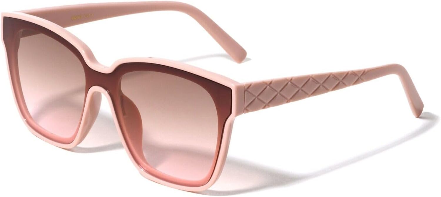 

Женские солнцезащитные очки Dweebzilla Oversized с роговым стеганым покрытием и квадратными линзами, большие, модные, с защитой от УФ-излучения UV400, гибридные, Pink Frame - Pink Gradient Lens