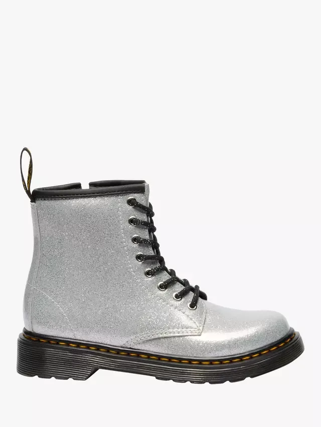 Детские блестящие ботинки на шнуровке 1460, серебристые Dr. Martens