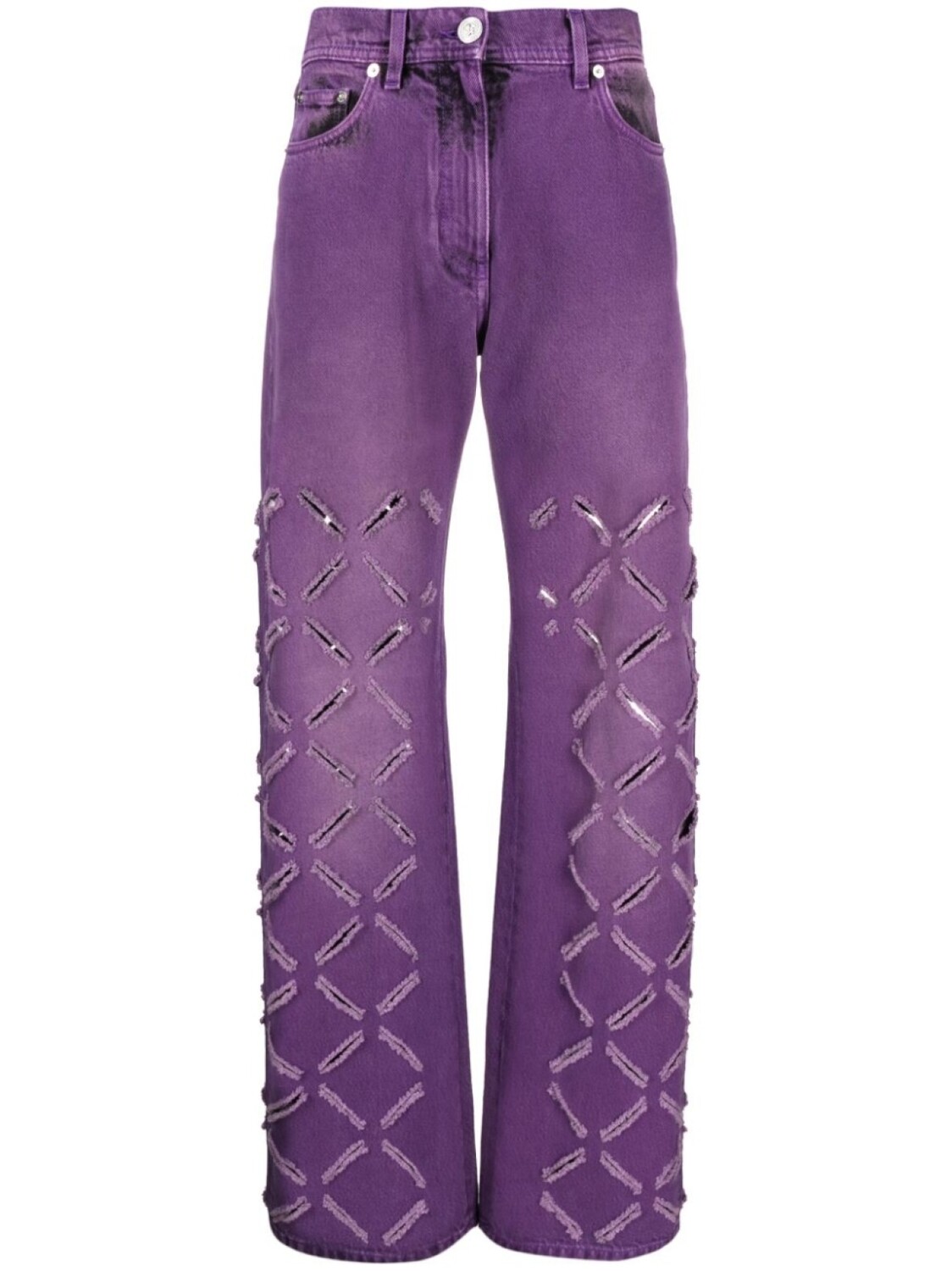 

Versace прямые джинсы с прорезями, фиолетовый