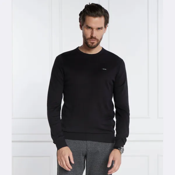 Облегающий свитер из смесового шелка с добавлением шелка Calvin Klein, черный — фото 2