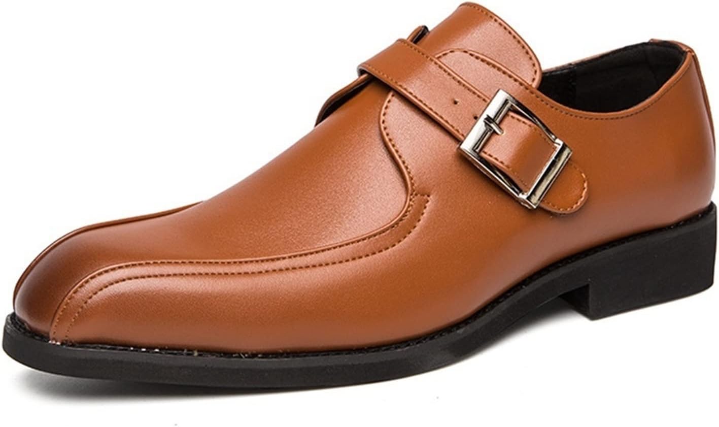 

Мужские оксфорды с пряжкой «монах», без шнурков, с закрытым носком, из искусственной кожи, низкие, с небольшим каблуком, резиновая подошва, противоскользящие, для ходьбы Xjsdjhount, коричневый