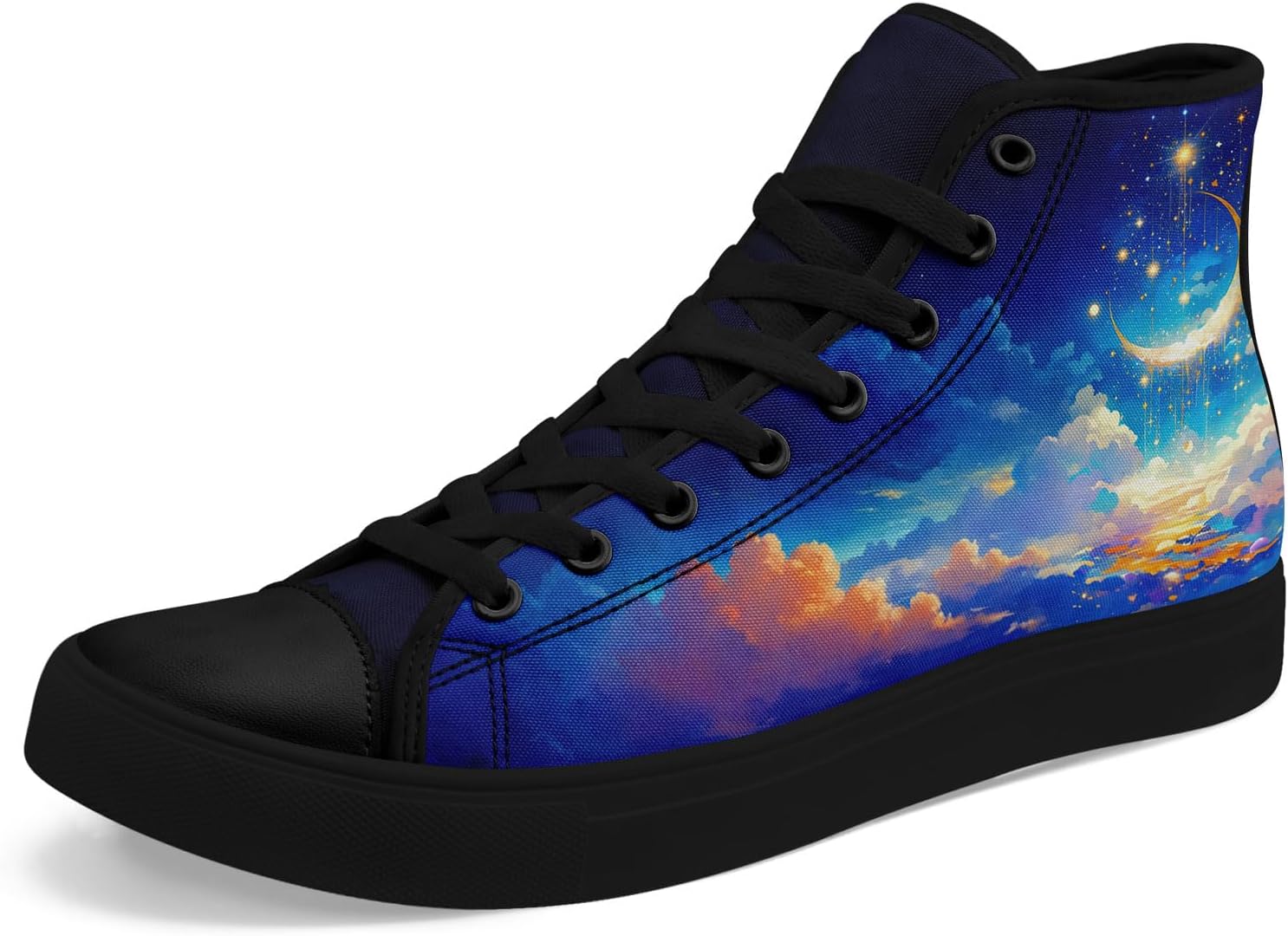 

Высокие кеды AWSOLE из холщовой ткани для мужчин и женщин, модные, дышащие, на шнуровке, удобные, стильные кроссовки с рисунком звезд и луны, белый/черный/синий/серый/бежевый