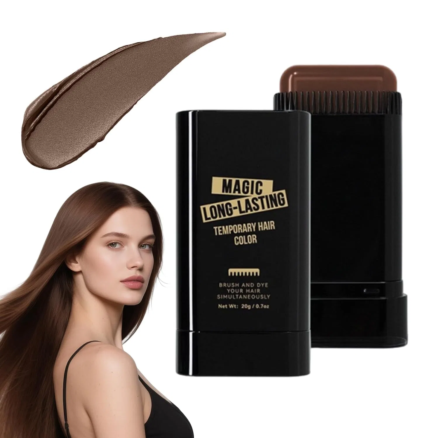 Стик-расческа для окрашивания волос 2-в-1, коричневый Beliky Girl, 03# Brown