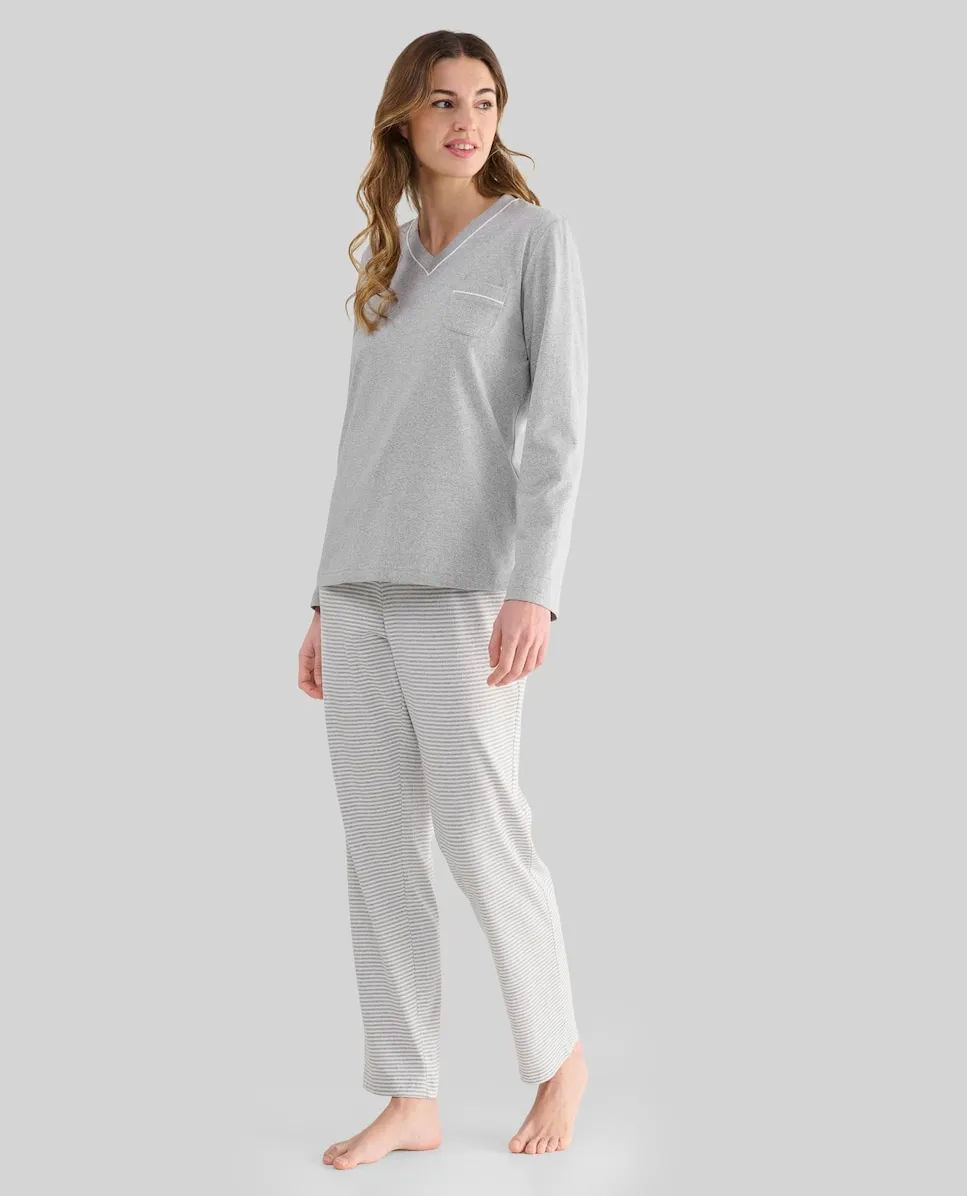 

Длинная женская пижама с принтом Lohe, серый