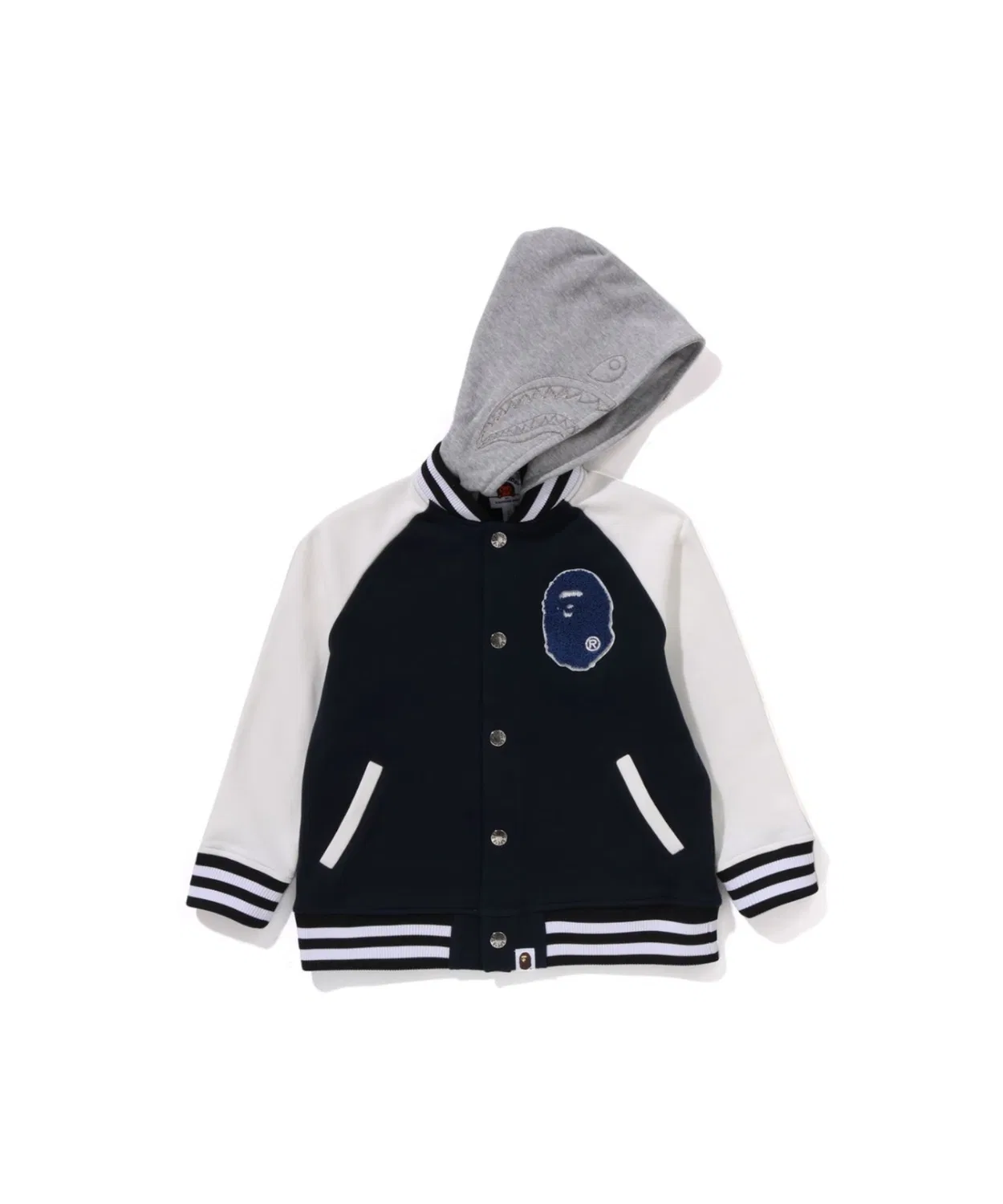 Худи-куртка бомбер с капюшоном A Bathing Ape Shark, хлопок, темно-синий