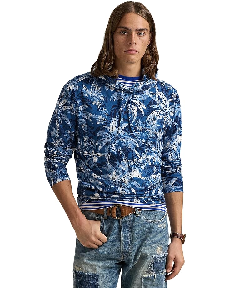 

Рубашка поло Polo Ralph Lauren Tropical-Print Jersey Hooded T-shirt, цвет Palm Shadow
