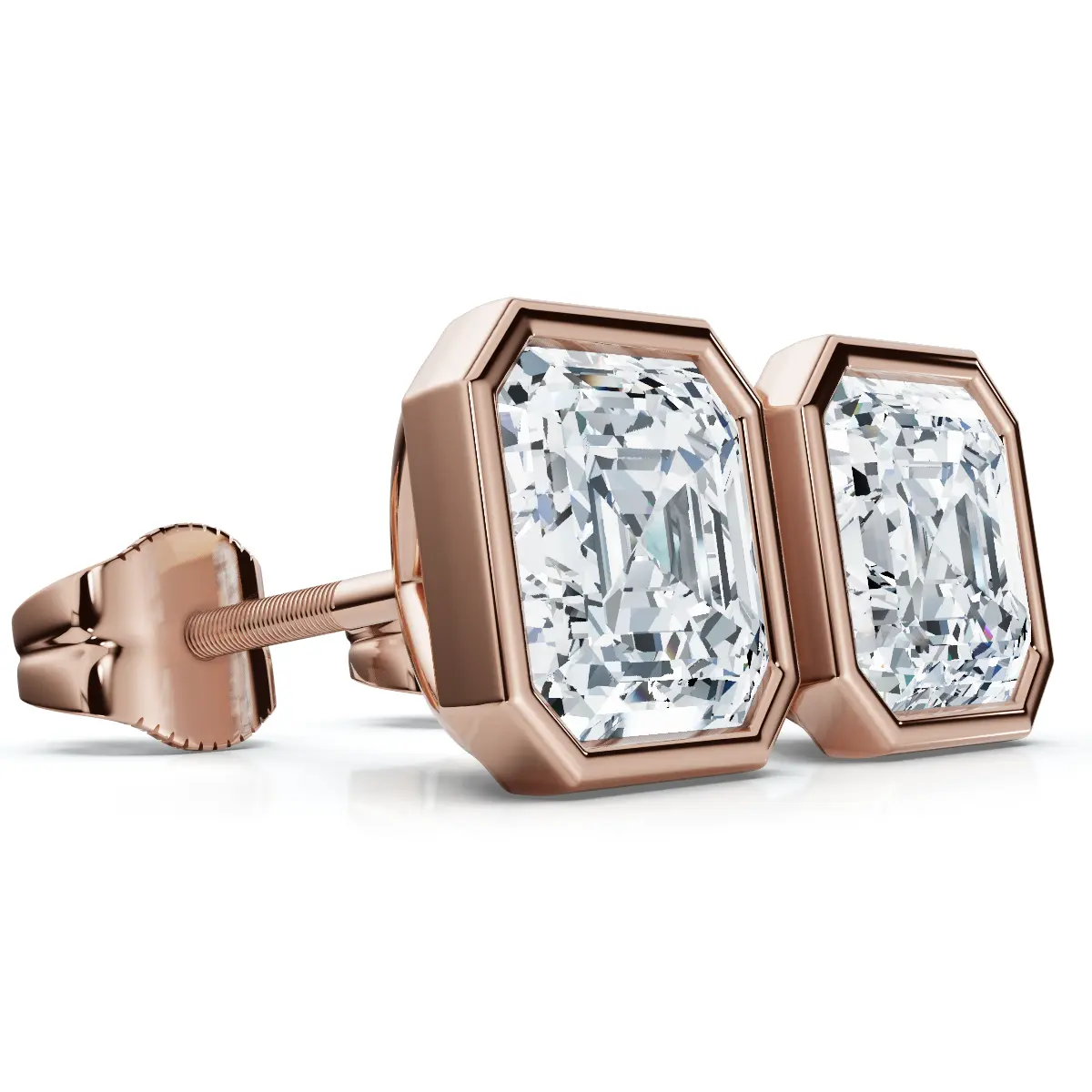 

Бриллиантовые серьги-гвоздики TW Asscher огранки TW Asscher 2 карата, выращенное в лаборатории золото 14 карат Pompeii2, 14K Rose Gold