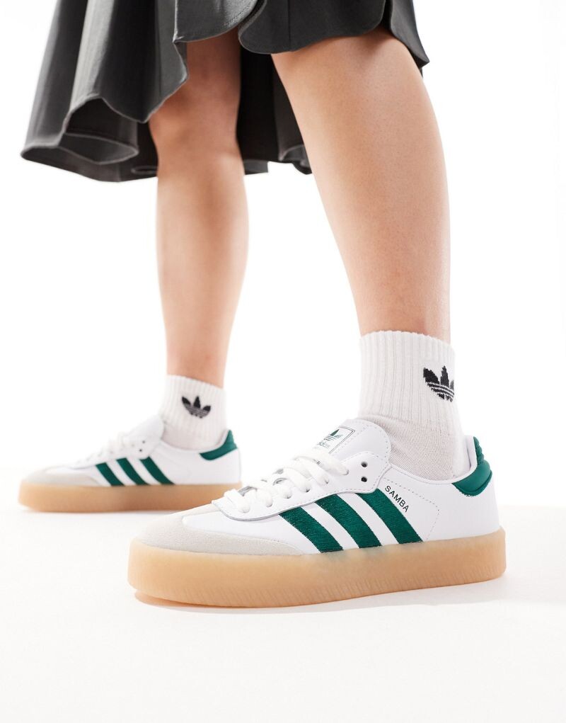 Adidas Originals - Sambae - Бело-зеленые кроссовки