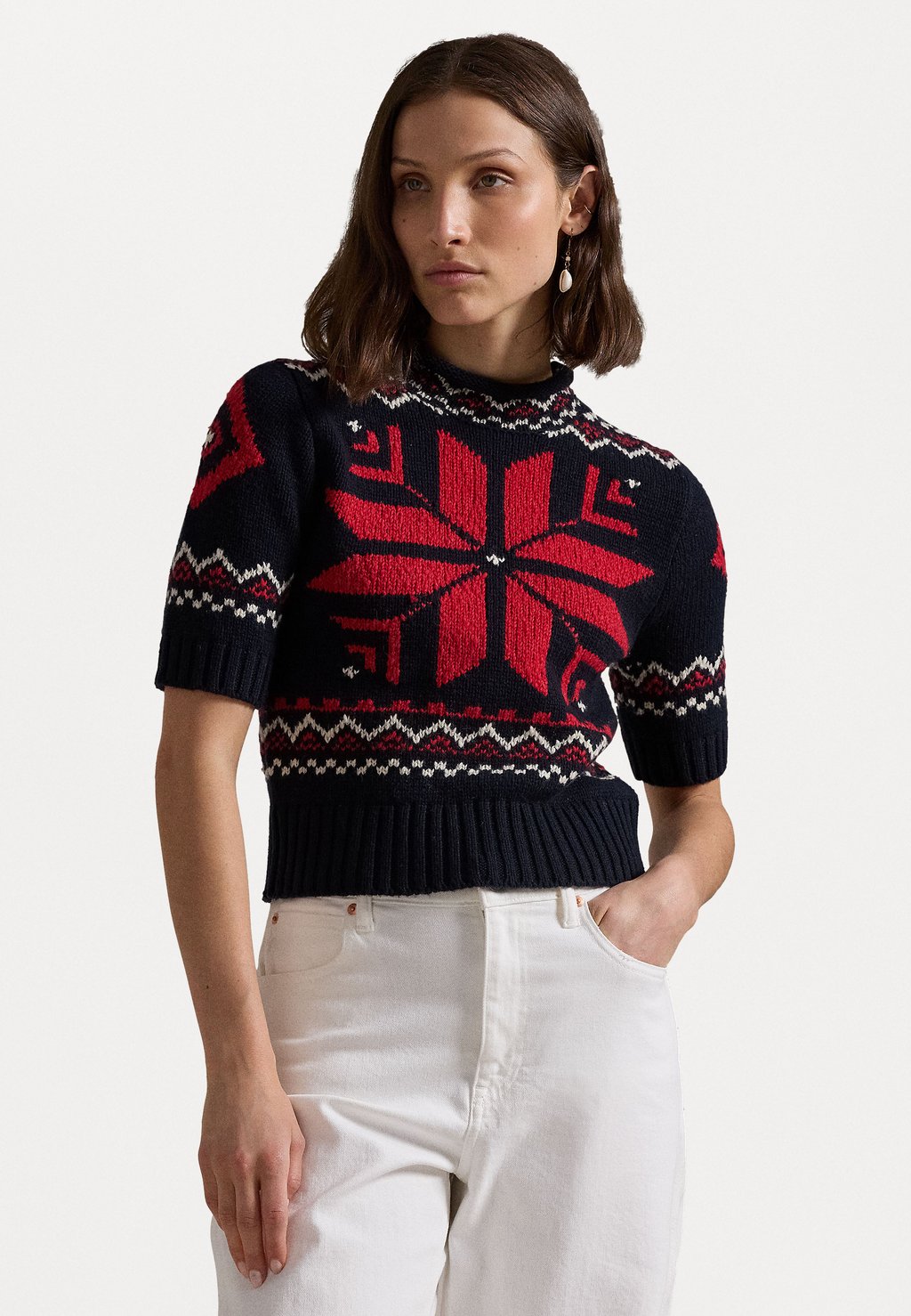 

Футболка с принтом SNOWFLAKE-MOTIF WOOL-BLEND Polo Ralph Lauren, красный