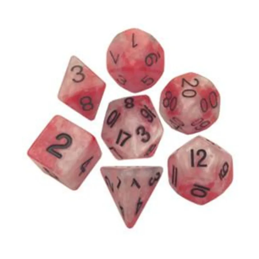 

Поликомплект красный и белый с черным (7), Resin Dice - Combo Dice (Metallic Dice Games)