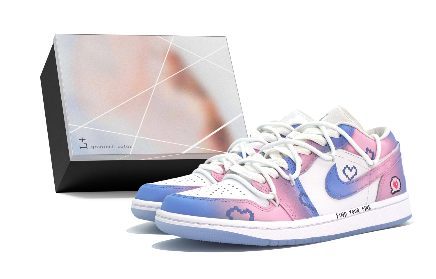 

Jordan Женские баскетбольные кеды Air 1 Slip Resistant Low Top Vintage розово-голубые, цвет Pink Blue Box