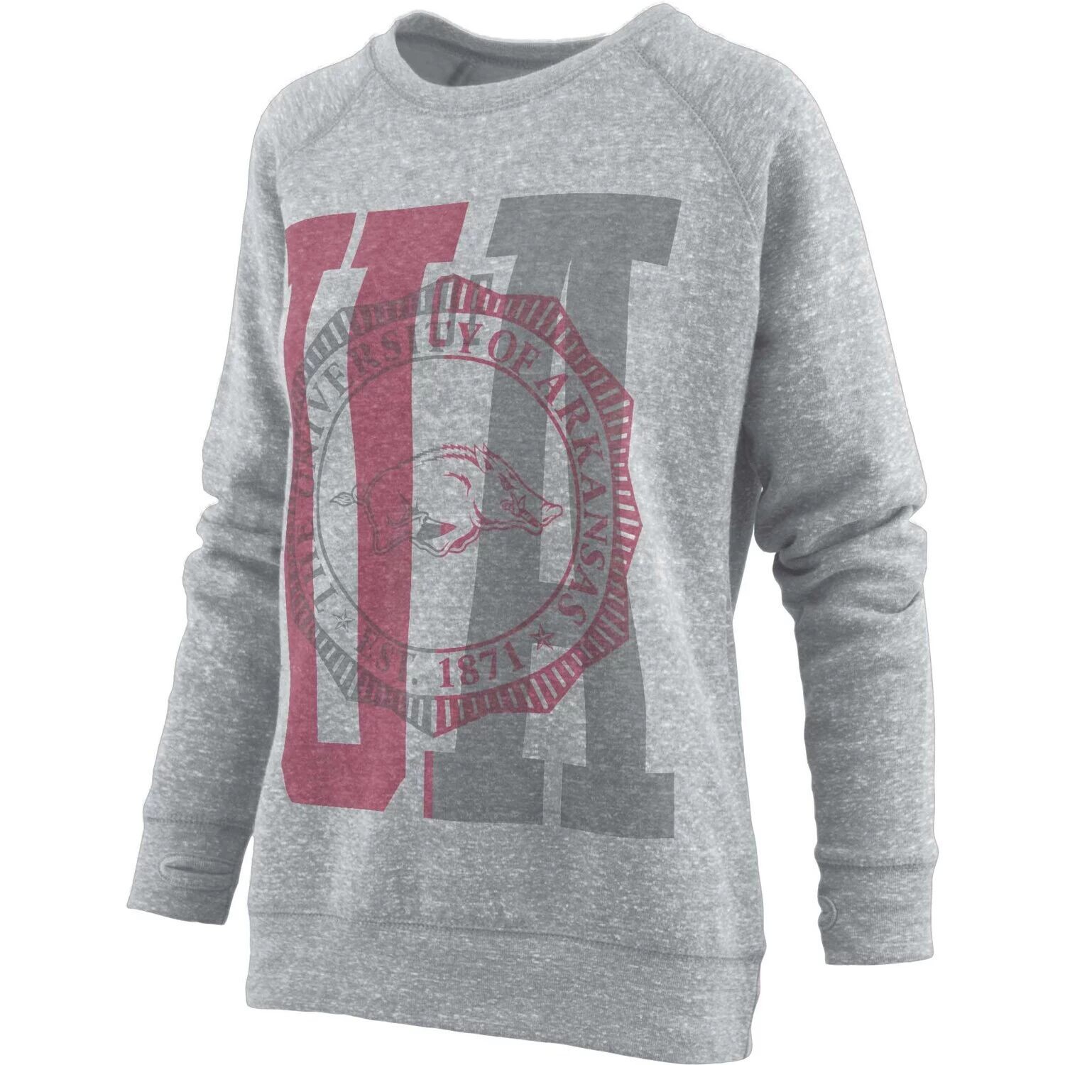

Женский пуловер Pressbox Heather Grey Arkansas Razorbacks Knobi с регланами
