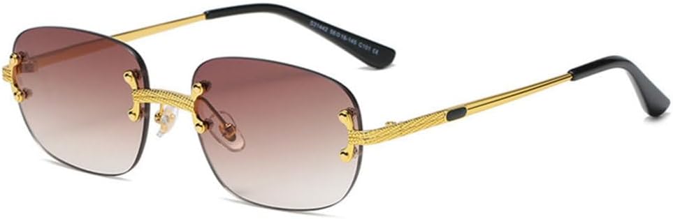 

Популярные солнцезащитные очки 2027 года, маленькие, прямоугольной формы, в стиле ретро, ​​без оправы, с зеркальным покрытием, защита от УФ-излучения UV400 MTZJH, Tea Gradient