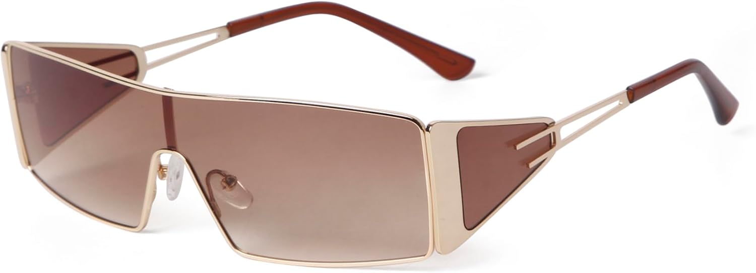 

Солнцезащитные очки SDINM Y2K для женщин и мужчин, прямоугольные, в стиле ретро 90-х и 2000-х, с тонированными линзами, модные солнцезащитные очки, Gold Frame\brown Gradient Lens