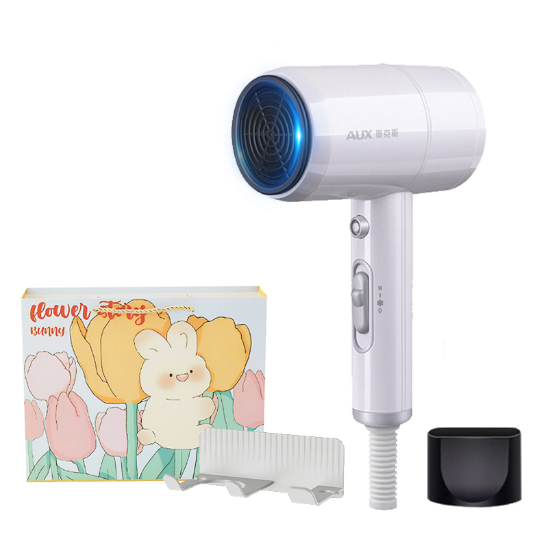 

Фен для волос с отрицательными ионами AH7800 Aux, White-blue anion [rabbit gift bag + non-punching bracket]
