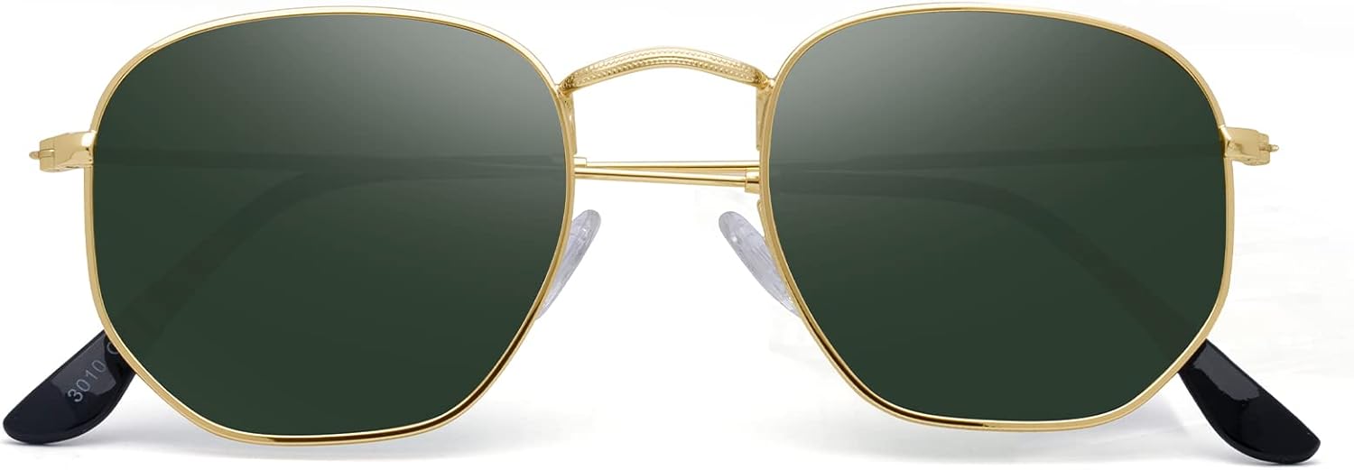 

Поляризованные солнцезащитные очки для женщин и мужчин. Модные квадратные, шестиугольные, плоские, зеркальные солнцезащитные очки с защитой от УФ-излучения YWWPMDOF, A05-gold/G15/Black