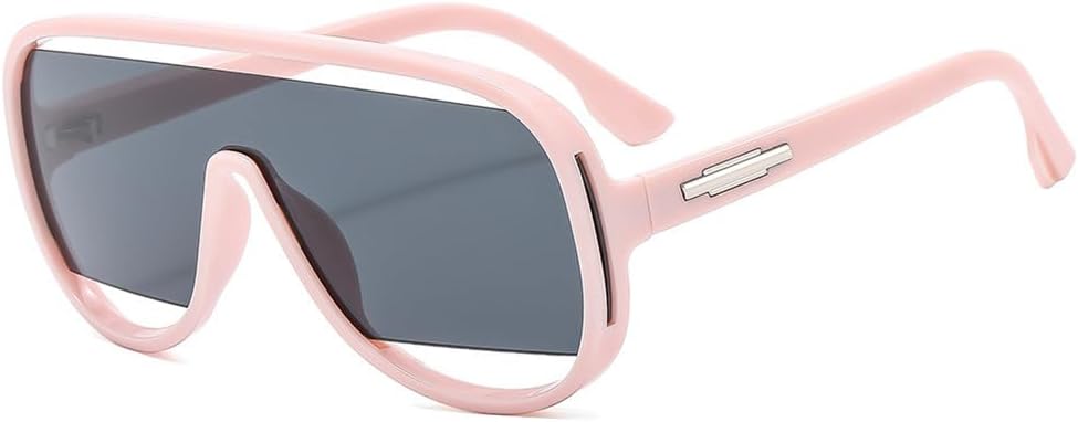 

Большие мужские полые солнцезащитные очки, женские ретро-очки в стиле ретро, ​​цельные, с градиентным зеркальным покрытием, защита от УФ-излучения UV400, без оправы HDUBFY, Pink