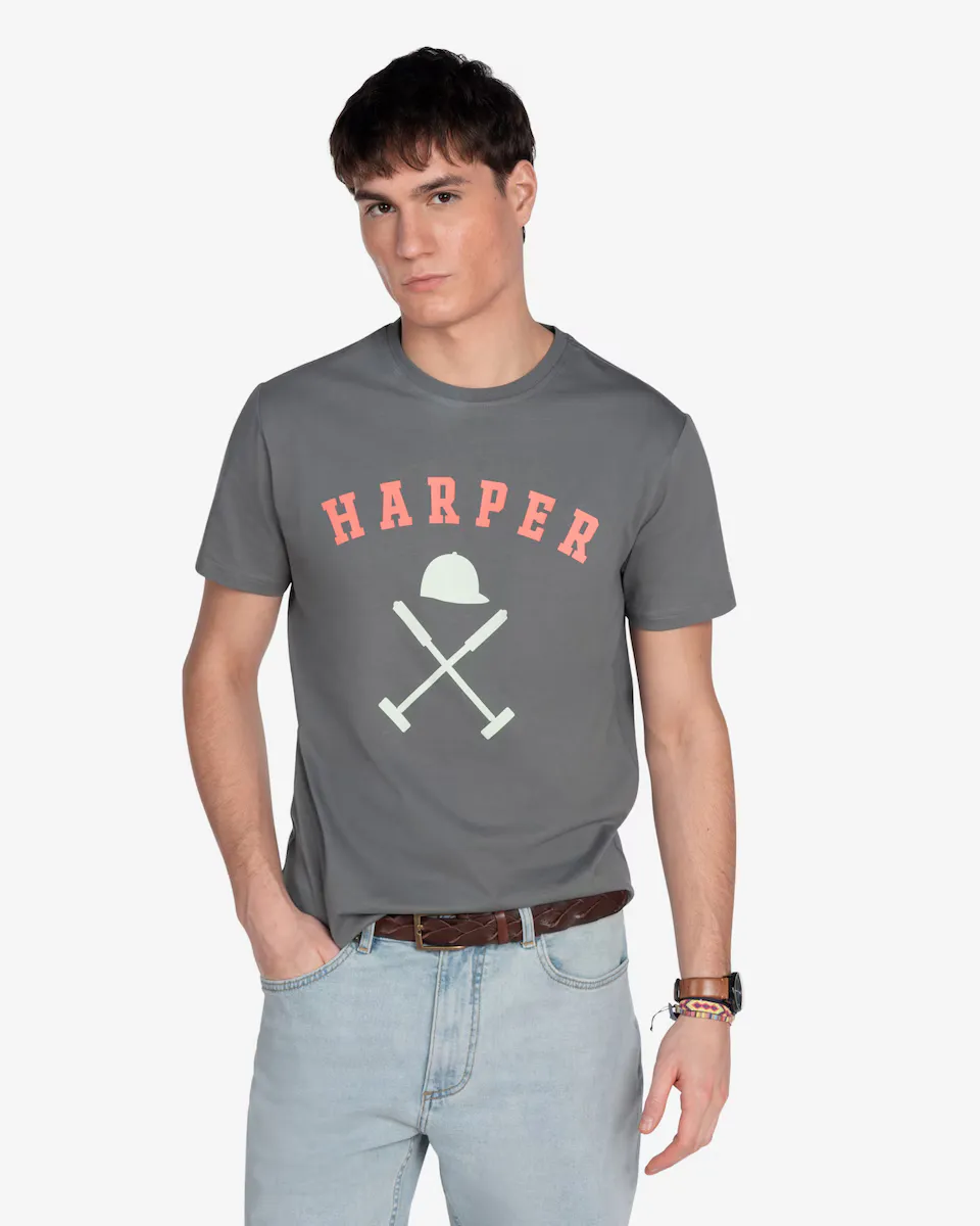 

Мужская футболка с коротким рукавом и принтом спереди Harper & Neyer, серый
