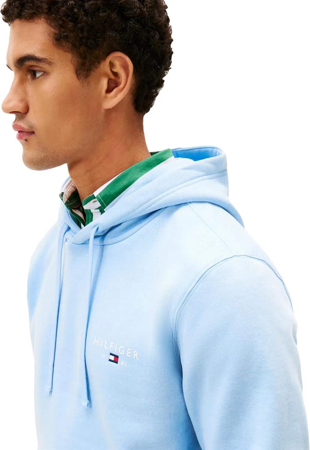 Худи мужское с вышитым флагом Tommy Hilfiger, цвет Well Water — фото 2