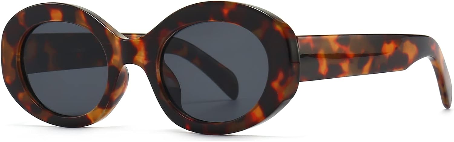 

PORADAY Современные толстые овальные солнцезащитные очки для женщин, модные очки-маска, ретро-очки, узкие массивные солнцезащитные очки с градиентным переходом цвета, круглые, Leopard/Grey