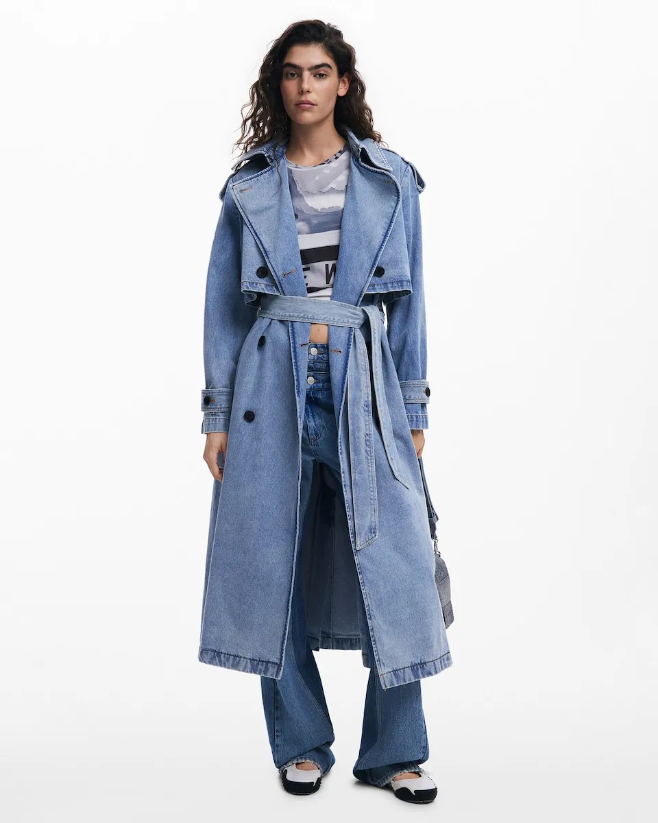 

Ремень из денима для женского тренча Desigual, синий