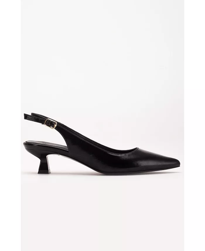 Летние босоножки-лодочки Lety на низком каблуке с ремешком Forever & Always Shoes, черный — фото 4