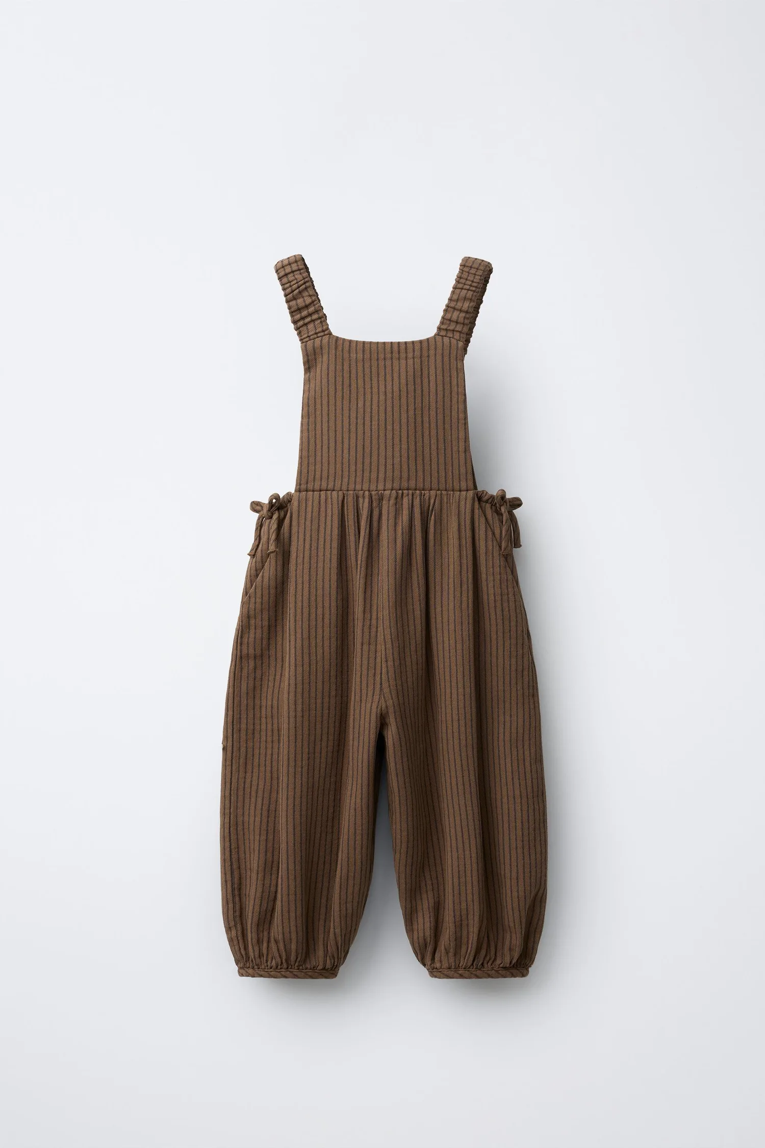 Длинные полосатые комбинезоны Zara, коричневый