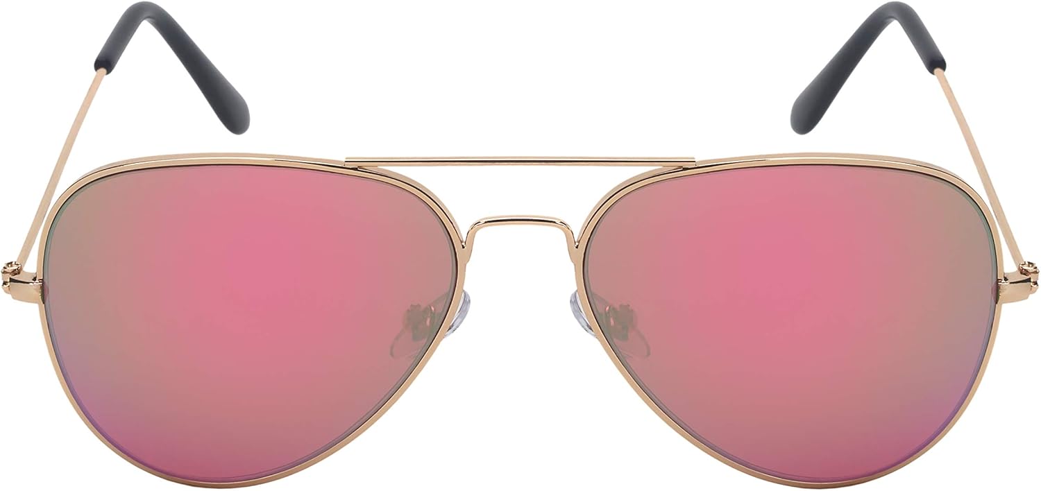 

Классические солнцезащитные очки-авиаторы в военном стиле EDGEIWEAR с цветными зеркальными линзами для мужчин и женщин. В комплекте чехол для чистки. M25095A-REV-S2, (Pack of 2) Gold Pink + Silver White