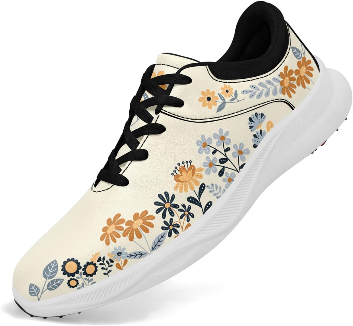 

Женские гольф-туфли без шипов, водонепроницаемые, с цветочным принтом, легкие кроссовки для гольфа, удобные спортивные туфли для ходьбы с противоскользящей вентиляцией подошвы Awsole, желтый