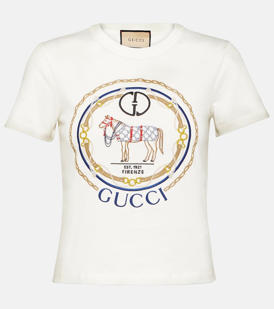 

Футболка из хлопкового джерси с узором interlocking g Gucci, мультиколор