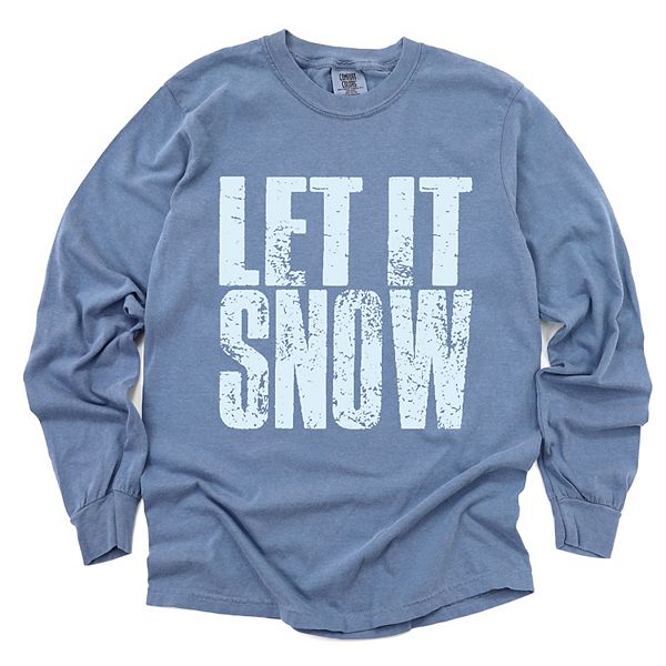

Футболка с длинным рукавом Let it snow block distressed, окрашенная в стиле garment dyed Simply Sage Market, Blue Jean