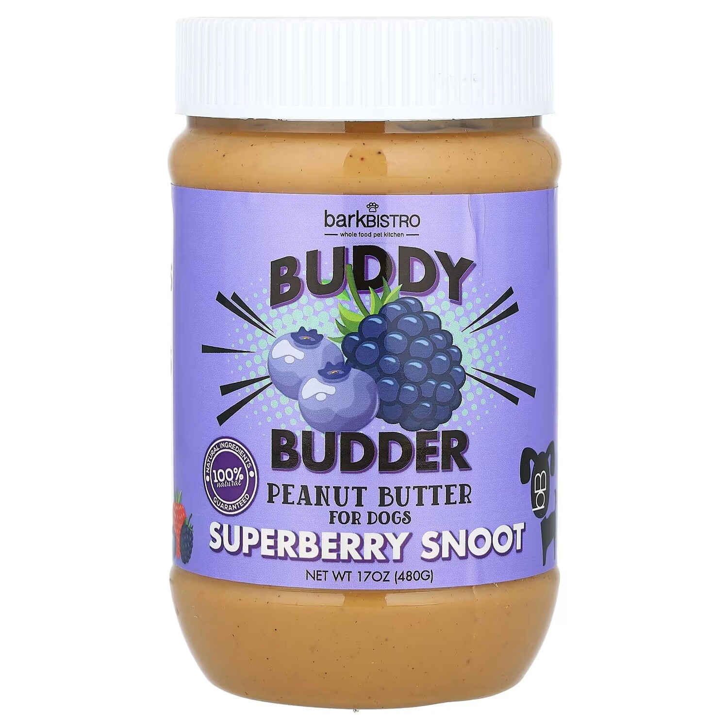 

Buddy Budder, Арахисовое масло, для собак, Superberry Snoot, 17 унций (480 г) Bark Bistro