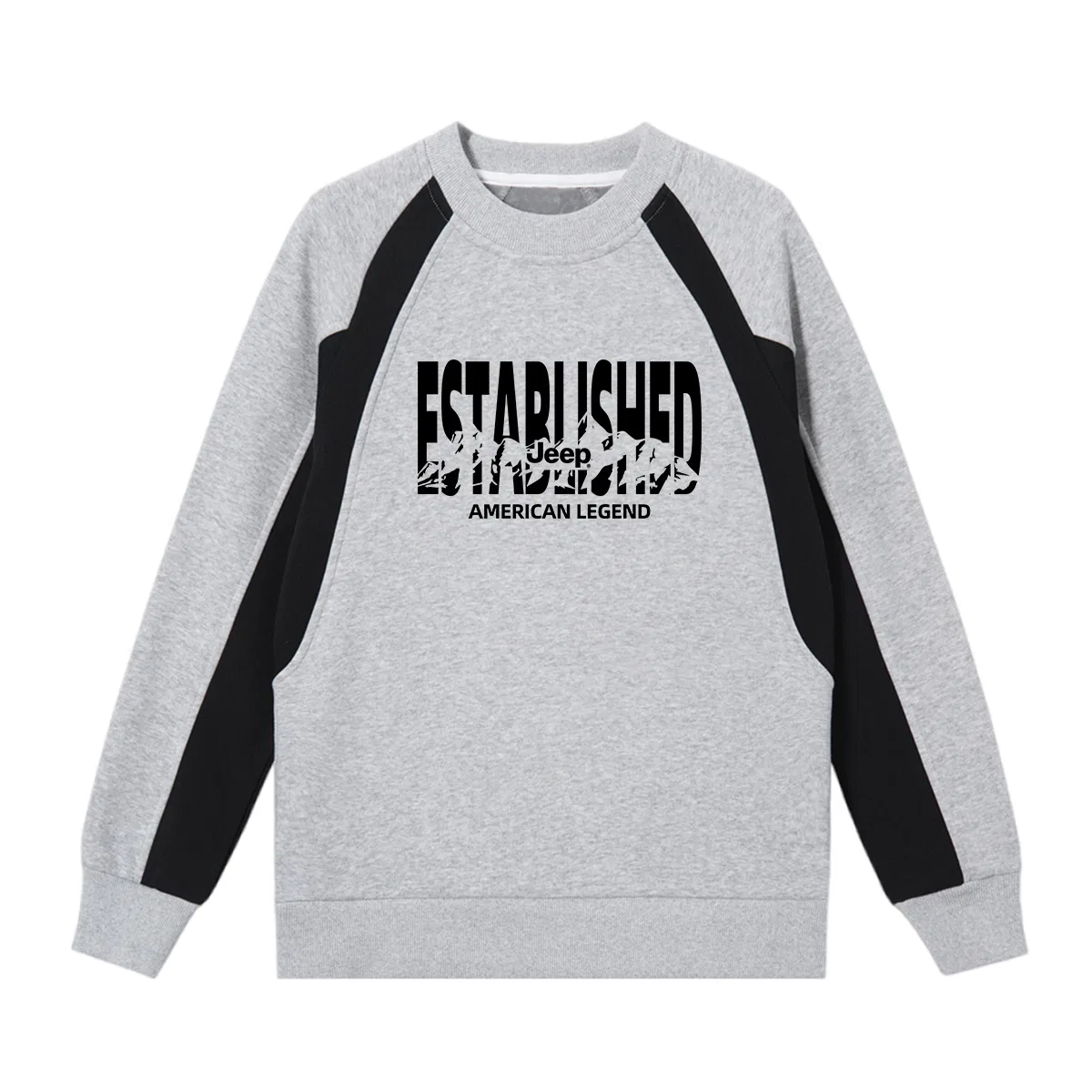 Свитшот детский с круглым вырезом утепленный Grade School Jeep, Black Gray — фото 3