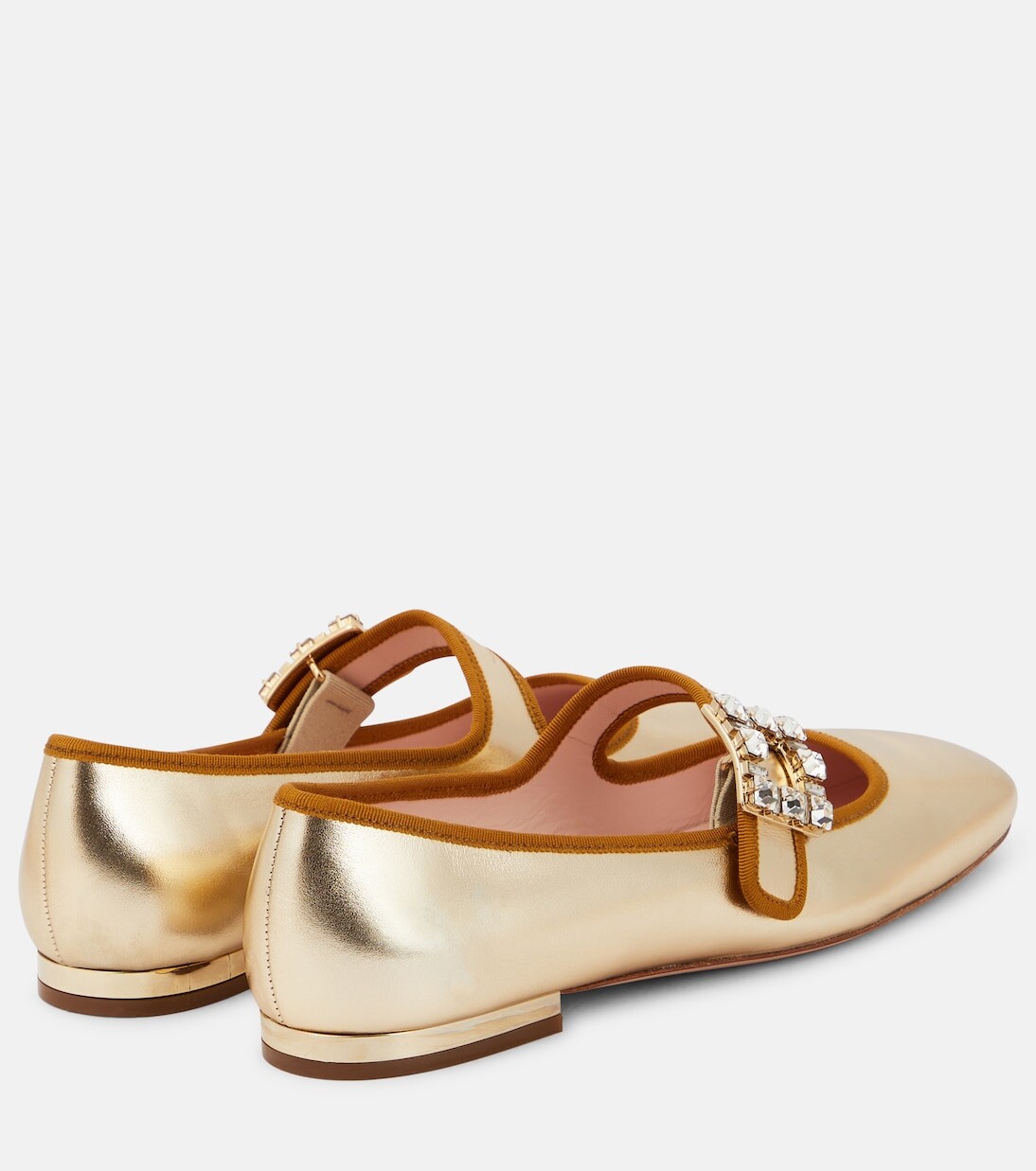 Кожаные балетки très vivier с эффектом металлик Roger Vivier, золото — фото 3