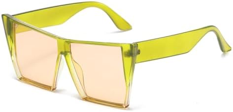 

Женские солнцезащитные очки большого квадратного размера 2026 года, модные солнцезащитные очки с градиентными линзами и защитой от УФ-излучения UV400 MTZJH, Green Yellow