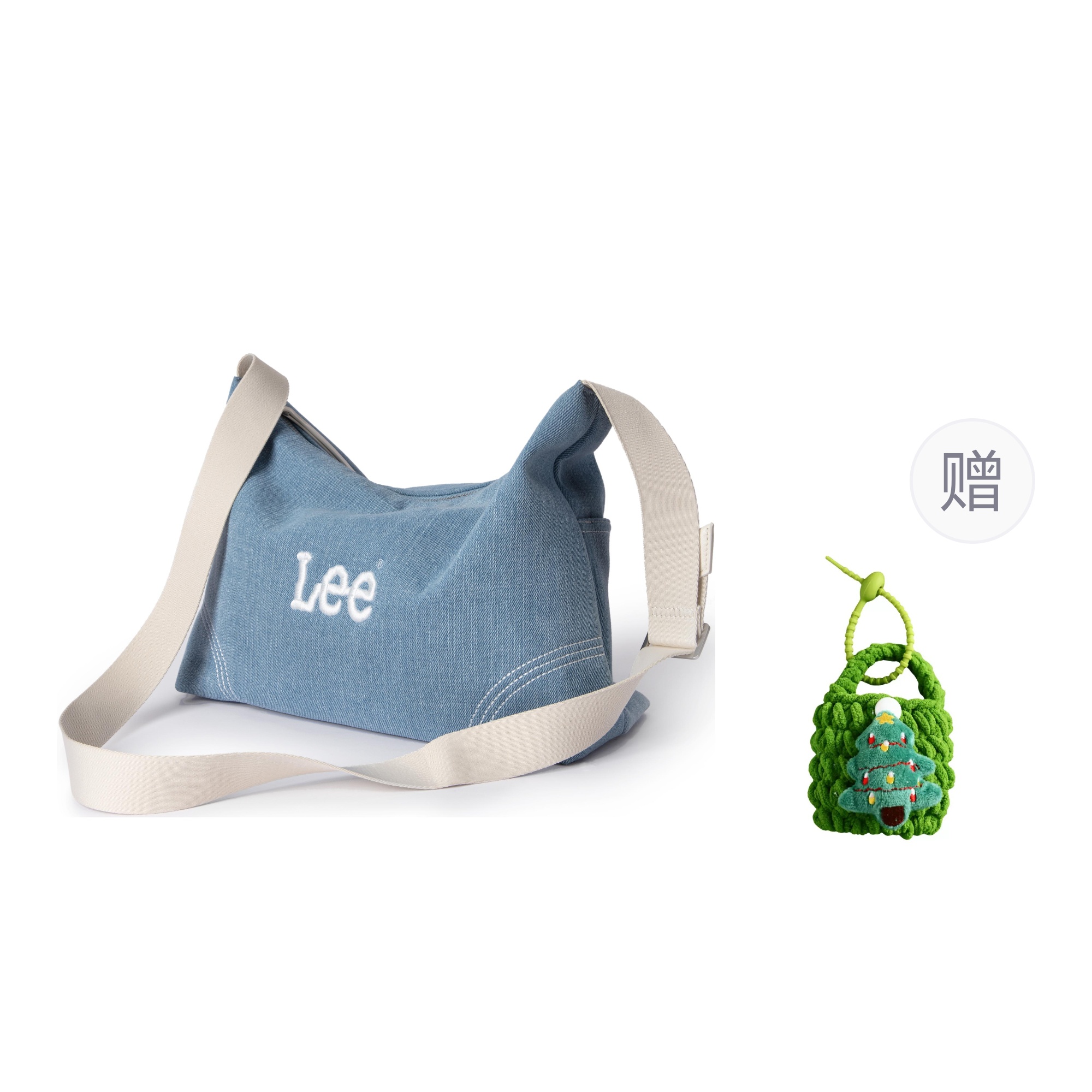 

Lee Сумка через плечо из ткани и искусственной кожи большая женская светло-джинсового синего, Gift Limited Edition