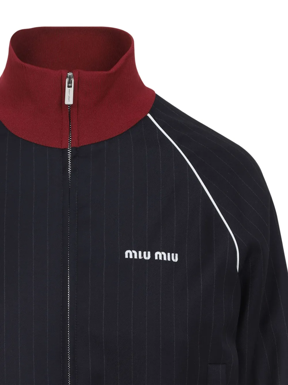 Шерстяная куртка в тонкую полоску MIU MIU, синий — фото 3