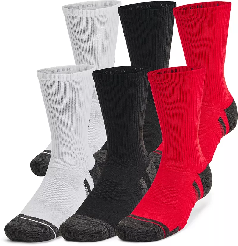 

Носки унисекс Under Armour UA Performance Tech Crew — 6 шт, красный/серый