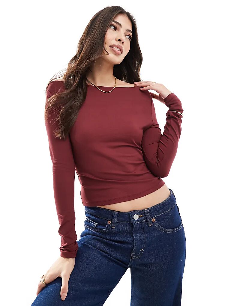 

Облегающий топ ASOS DESIGN черного и красного цвета с вырезом-лодочкой