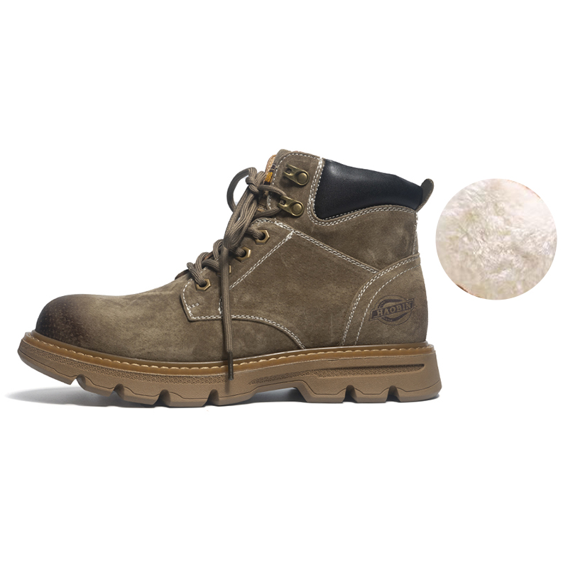 

Haobin Мужские ботинки Martin с подкладкой из кашемира, цвет Khaki Fleece-Lined