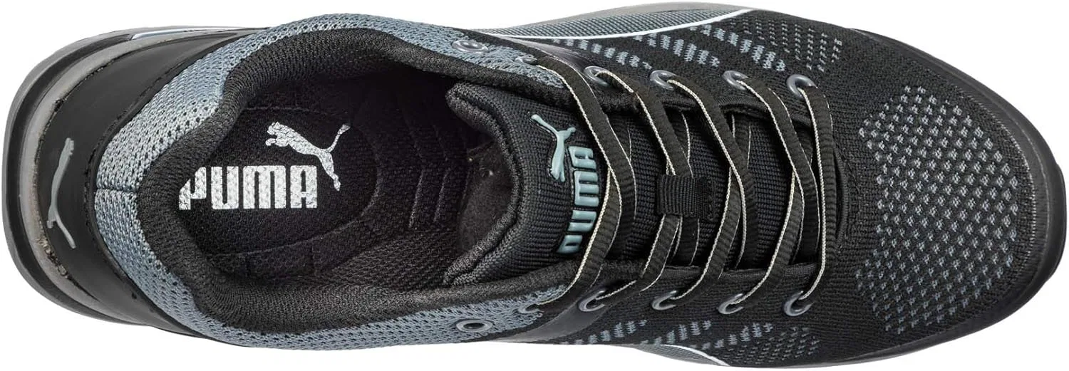 Защитные низкие рабочие ботинки Puma Safety Elevate Knit Low Work Shoe S1P ESD HRO SRC с защитным колпачком из стекловолокна, нескользящая поверхность, термостойкие, без металлических вставок, мужские, Black Grey — фото 3