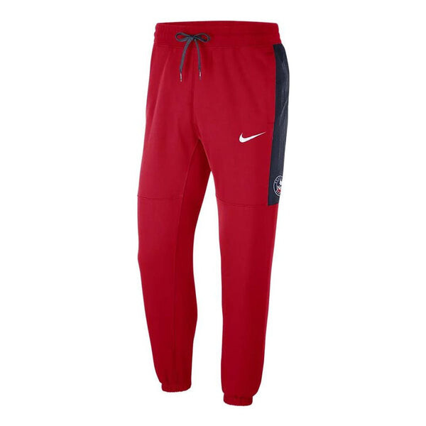 

Брюки men's nba brooklyn nets contrasting colors logo fleece lacing sports pants/trousers/joggers red Nike, мультиколор