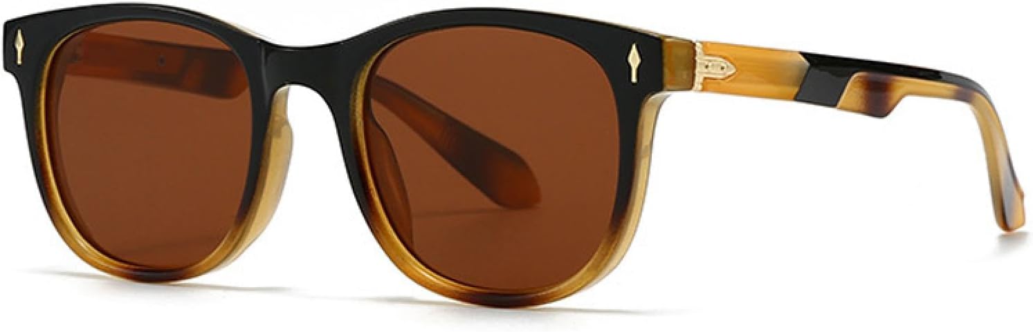 

Винтажные овальные солнцезащитные очки для женщин, роскошные солнцезащитные очки с заклепками, мужские панк-очки с защитой от УФ-излучения UV400 TVTBBVV, Black Amber Tea