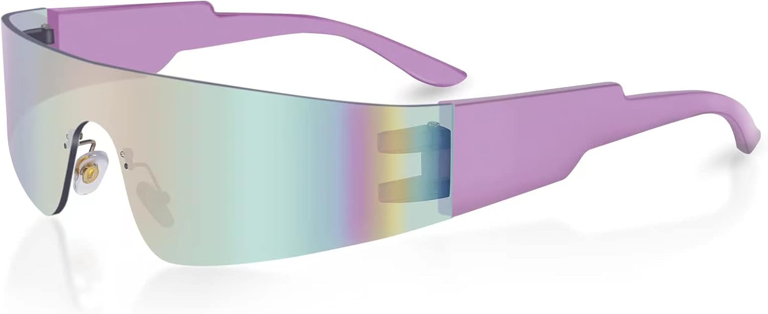 

Футуристические солнцезащитные очки обтекаемой формы, стиль Y2K, серебристые, модные очки без оправы в стиле киберпанк для женщин и мужчин, для рейв-вечеринок milramtob, Pink