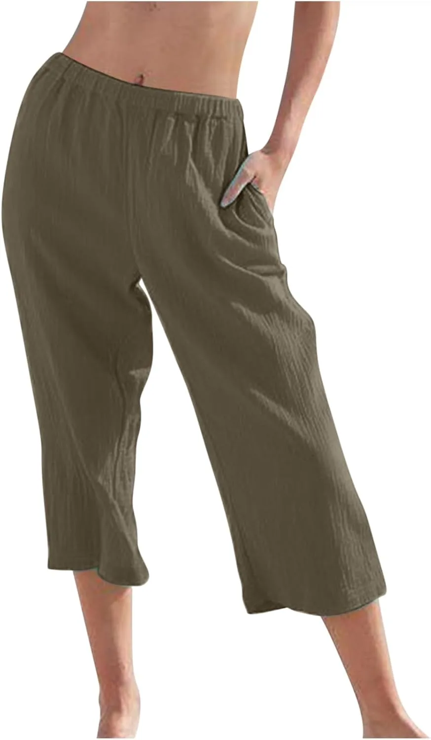 

Женские капри с эластичной талией и прямыми широкими штанинами